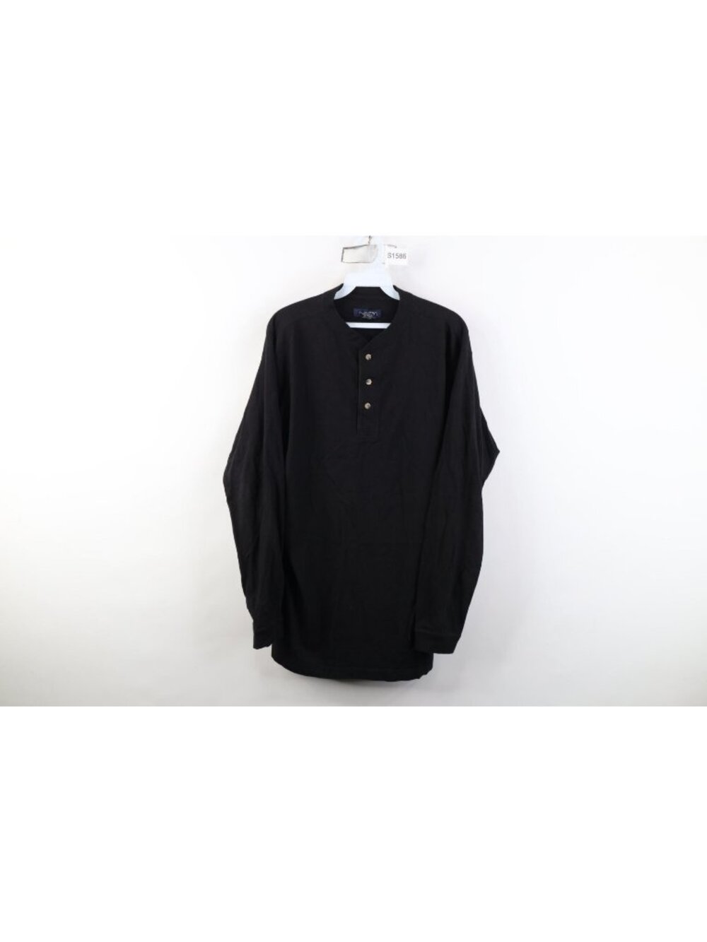 Vintage 90s Streetwear Mens Medium Faded Blank Cotton Long Sleeve Henley T-Shirt